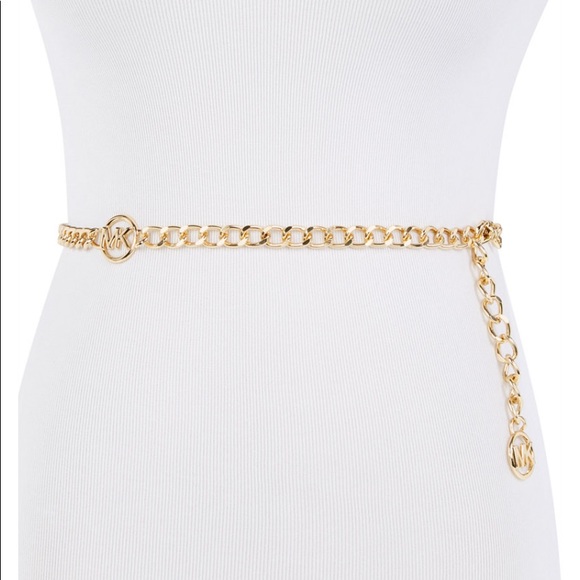 MICHAEL KORS Gold Logo MK Chain Belt S M L XL - Picture 2 of 8